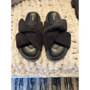 Anthropologie Black Maeve Terry Slide Sandals Size 9